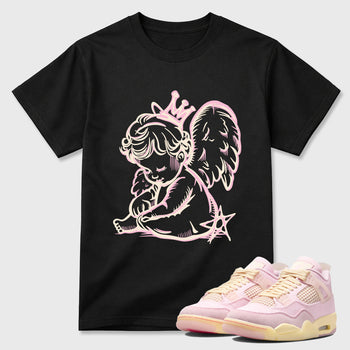 Sneaker match tees – Sneaker Tees To Match Air Jordan 4 Iced Carmine Shoes – Neon Angel Tee Black 1