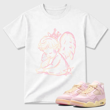 Sneaker match tees – Sneaker Tees To Match Air Jordan 4 Iced Carmine Shoes – Neon Angel Tee White 1