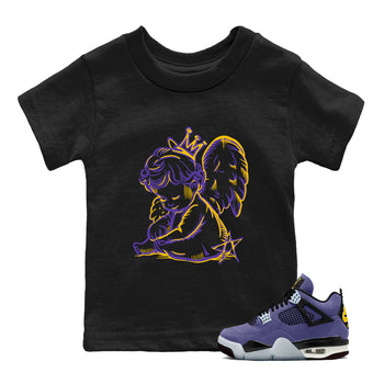 Sneaker match tees – Sneaker Tees To Match Air Jordan 4 Lakeshow Shoes – Neon Angel Kids T-Shirt Black 1