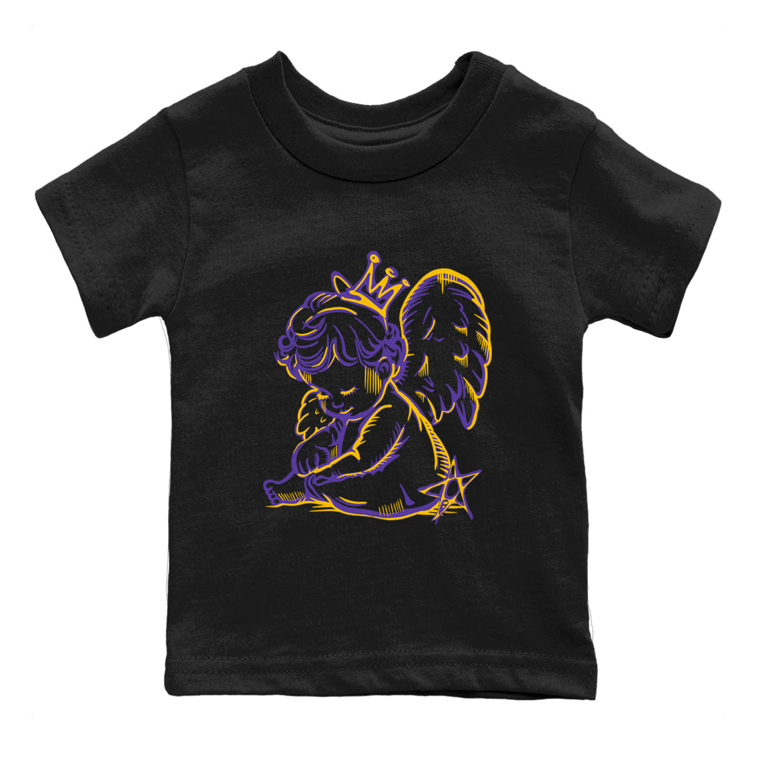 Sneaker match tees – Sneaker Tees To Match Air Jordan 4 Lakeshow Shoes – Neon Angel Kids T-Shirt Black 2