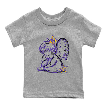 Sneaker match tees – Sneaker Tees To Match Air Jordan 4 Lakeshow Shoes – Neon Angel Kids T-Shirt Heather Grey 2