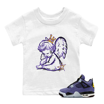 Sneaker match tees – Sneaker Tees To Match Air Jordan 4 Lakeshow Shoes – Neon Angel Kids T-Shirt White 1