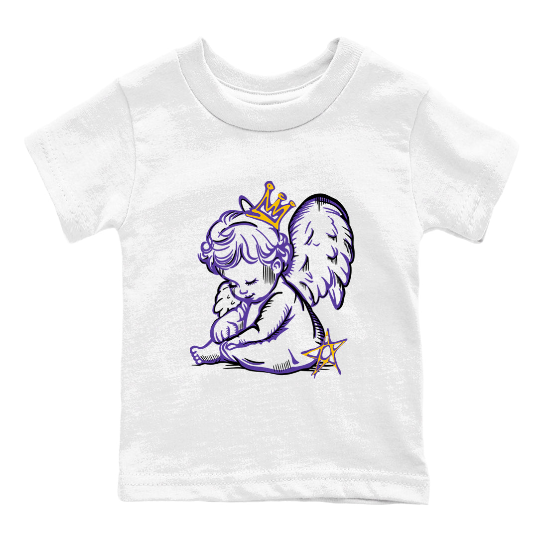 Sneaker match tees – Sneaker Tees To Match Air Jordan 4 Lakeshow Shoes – Neon Angel Kids T-Shirt White 2