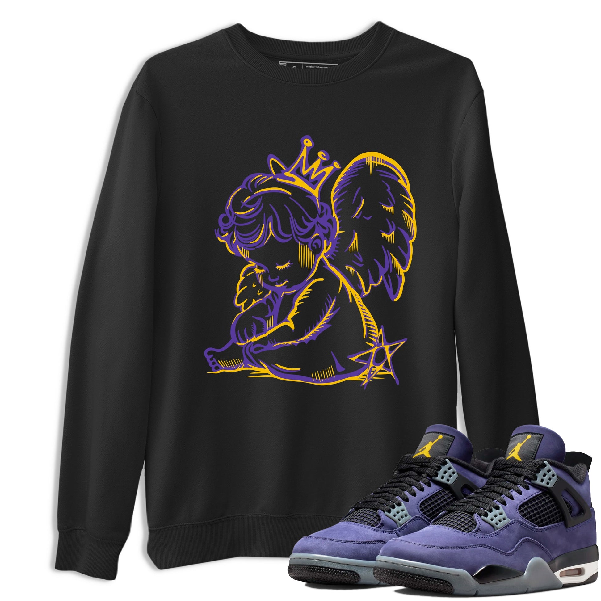 Sneaker match tees – Sneaker Tees To Match Air Jordan 4 Lakeshow Shoes – Neon Angel Tee Black 1