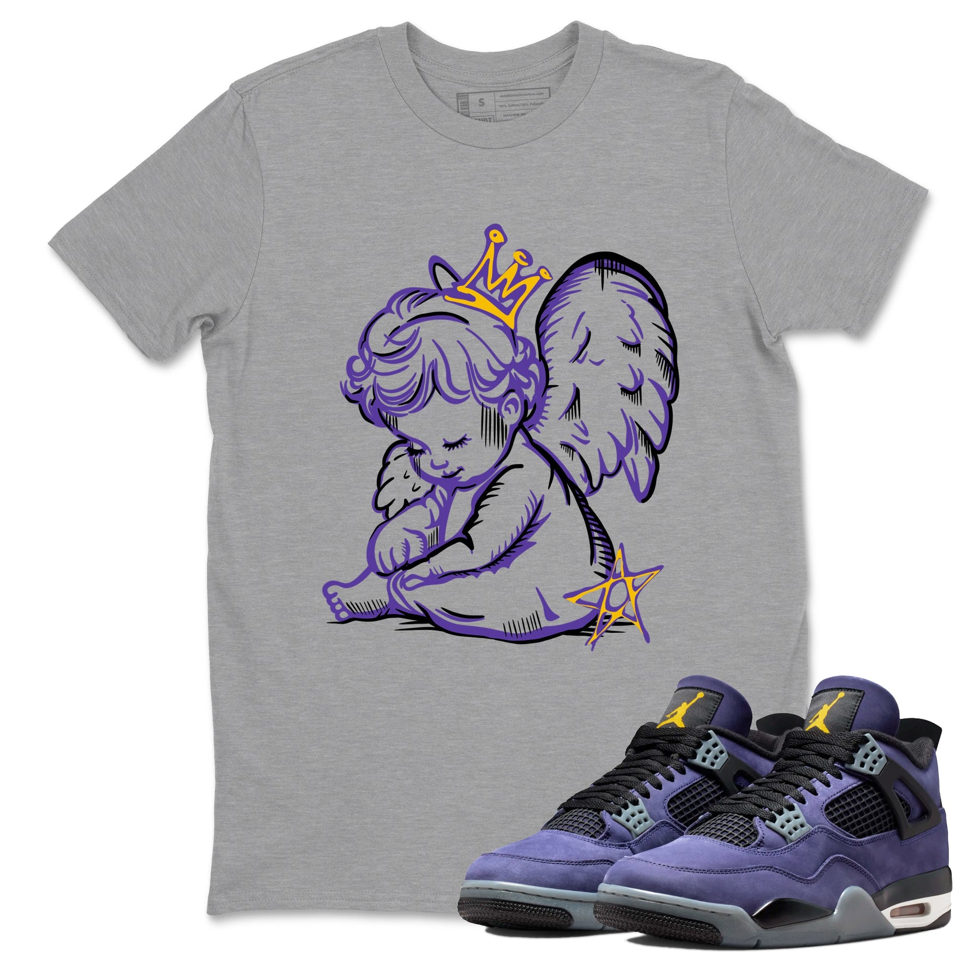 Sneaker match tees – Sneaker Tees To Match Air Jordan 4 Lakeshow Shoes – Neon Angel Tee Heather Grey 1