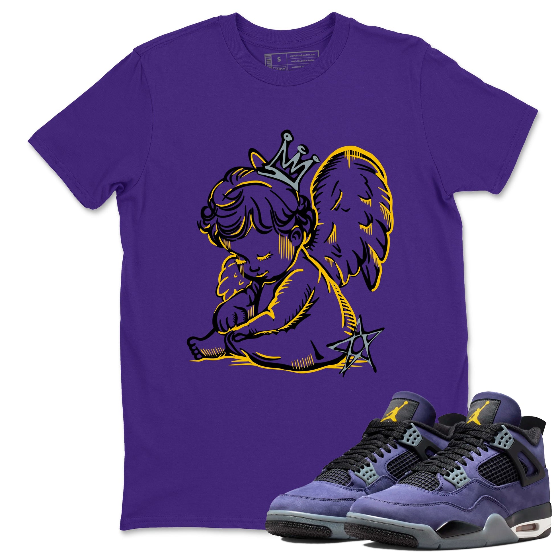 Sneaker match tees – Sneaker Tees To Match Air Jordan 4 Lakeshow Shoes – Neon Angel Tee Purple 1