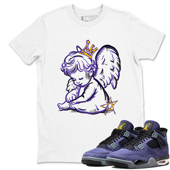 Sneaker match tees – Sneaker Tees To Match Air Jordan 4 Lakeshow Shoes – Neon Angel Tee White 1