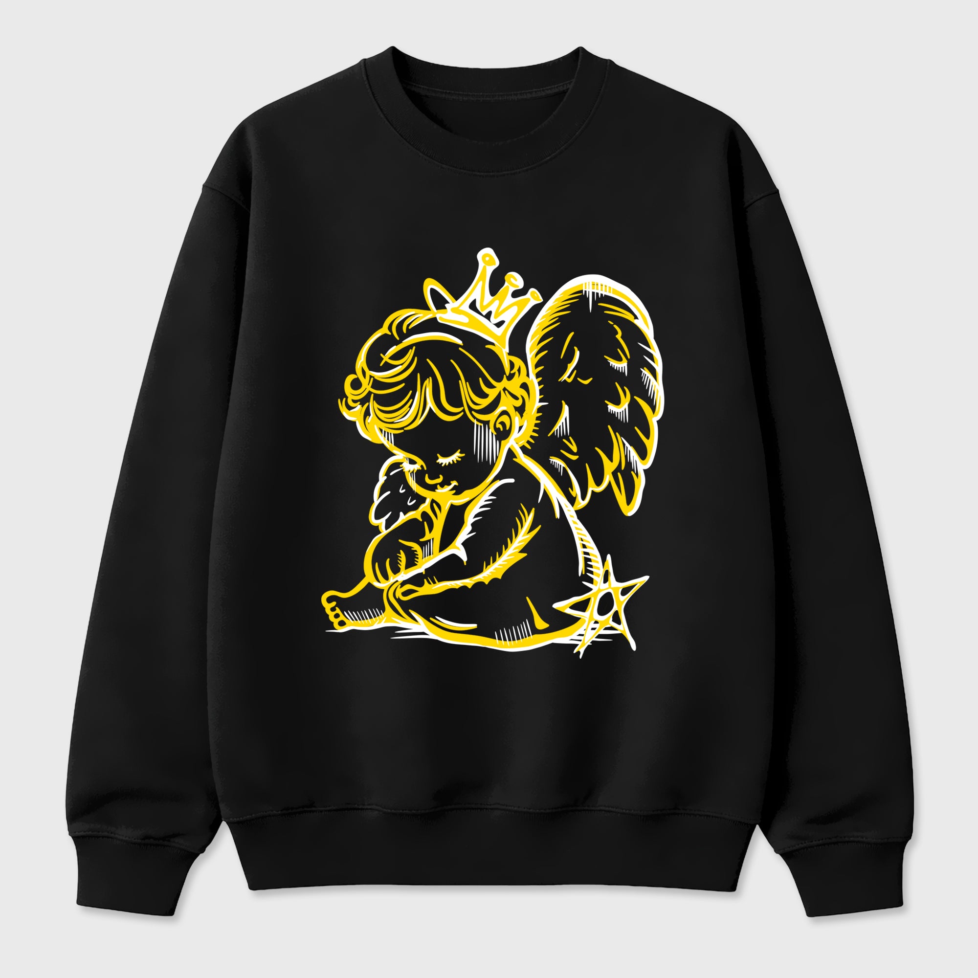 Neon Angel Graphic T-Shirt featuring original streetwear artwork designed to match the Air Jordan 4 Tour Yellow. Black 2 Graphic Tee.