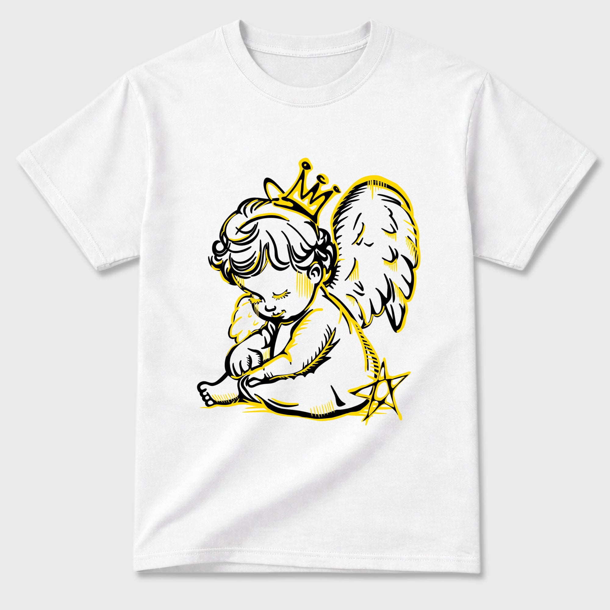 Neon Angel Graphic T-Shirt featuring original streetwear artwork designed to match the Air Jordan 4 Tour Yellow. White 2 Graphic T-Shirt.