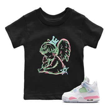 Best Sneakerfits graphic tee – Perfect Valentine's Day outfits to match Air Jordan 4 Valentines Day Kids – Neon Angel Kids T-Shirt Black 1