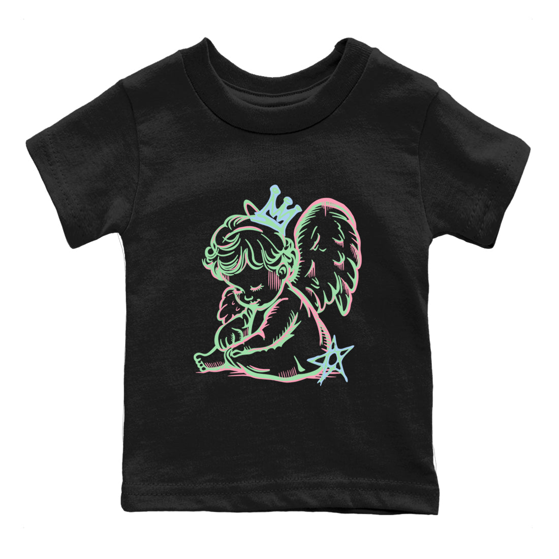 Best Sneakerfits graphic tee – Perfect Valentine's Day outfits to match Air Jordan 4 Valentines Day Kids – Neon Angel Kids T-Shirt Black 2