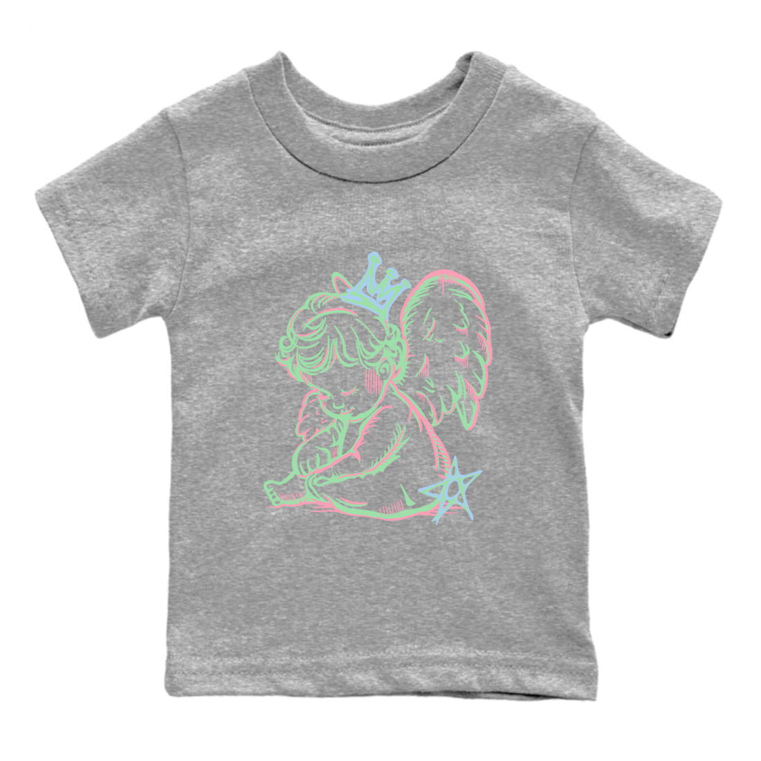 Best Sneakerfits graphic tee – Perfect Valentine's Day outfits to match Air Jordan 4 Valentines Day Kids – Neon Angel Kids T-Shirt Heather Grey 2