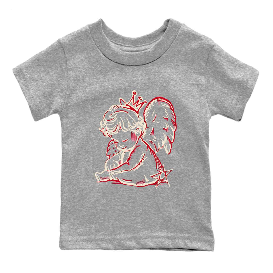 Perfect Valentine's Day Gifts graphic tee  – Graphic Tees To Match Air Jordan 4 Valentines Day – Neon Angel Kids Graphic T-Shirt Heather Grey 2