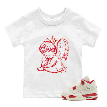 Perfect Valentine's Day Gifts graphic tee  – Graphic Tees To Match Air Jordan 4 Valentines Day – Neon Angel Kids Graphic T-Shirt White 1