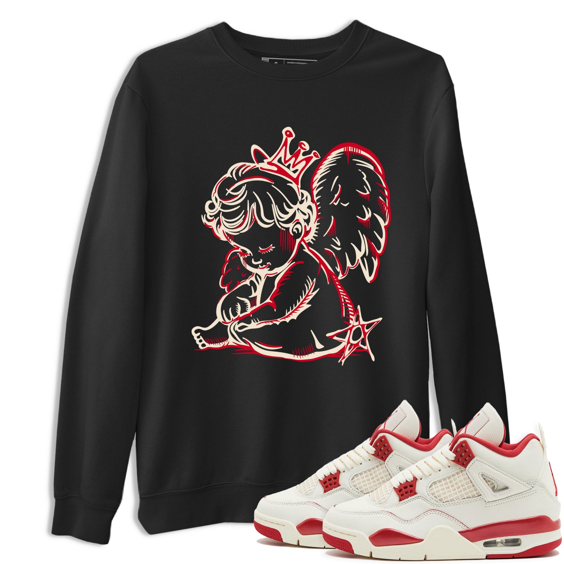 Perfect Valentine's Day Gifts graphic tee  – Graphic Tees To Match Air Jordan 4 Valentines Day – Neon Angel Tee Black 1