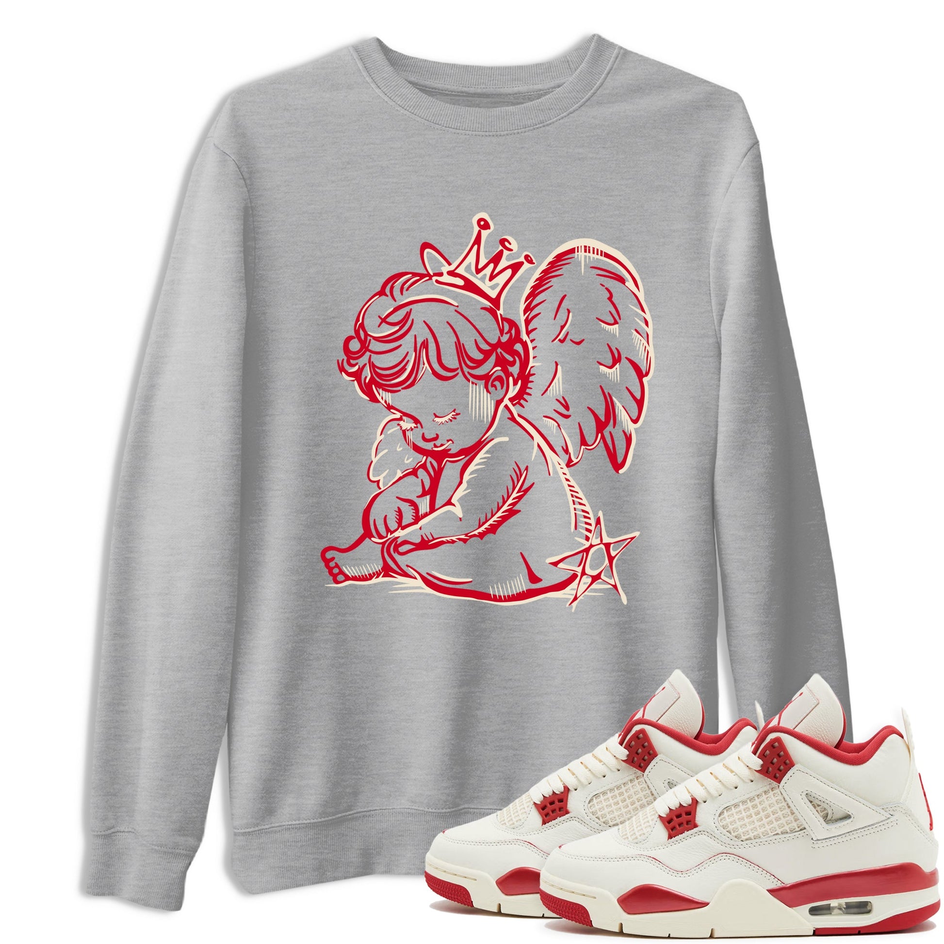 Perfect Valentine's Day Gifts graphic tee  – Graphic Tees To Match Air Jordan 4 Valentines Day – Neon Angel Tee Heather Grey 1