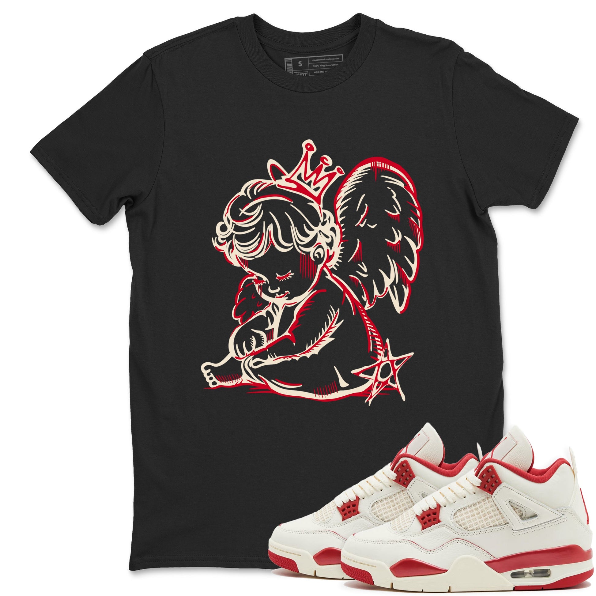 Perfect Valentine's Day Gifts graphic tee  – Graphic Tees To Match Air Jordan 4 Valentines Day – Neon Angel Tee Black 1