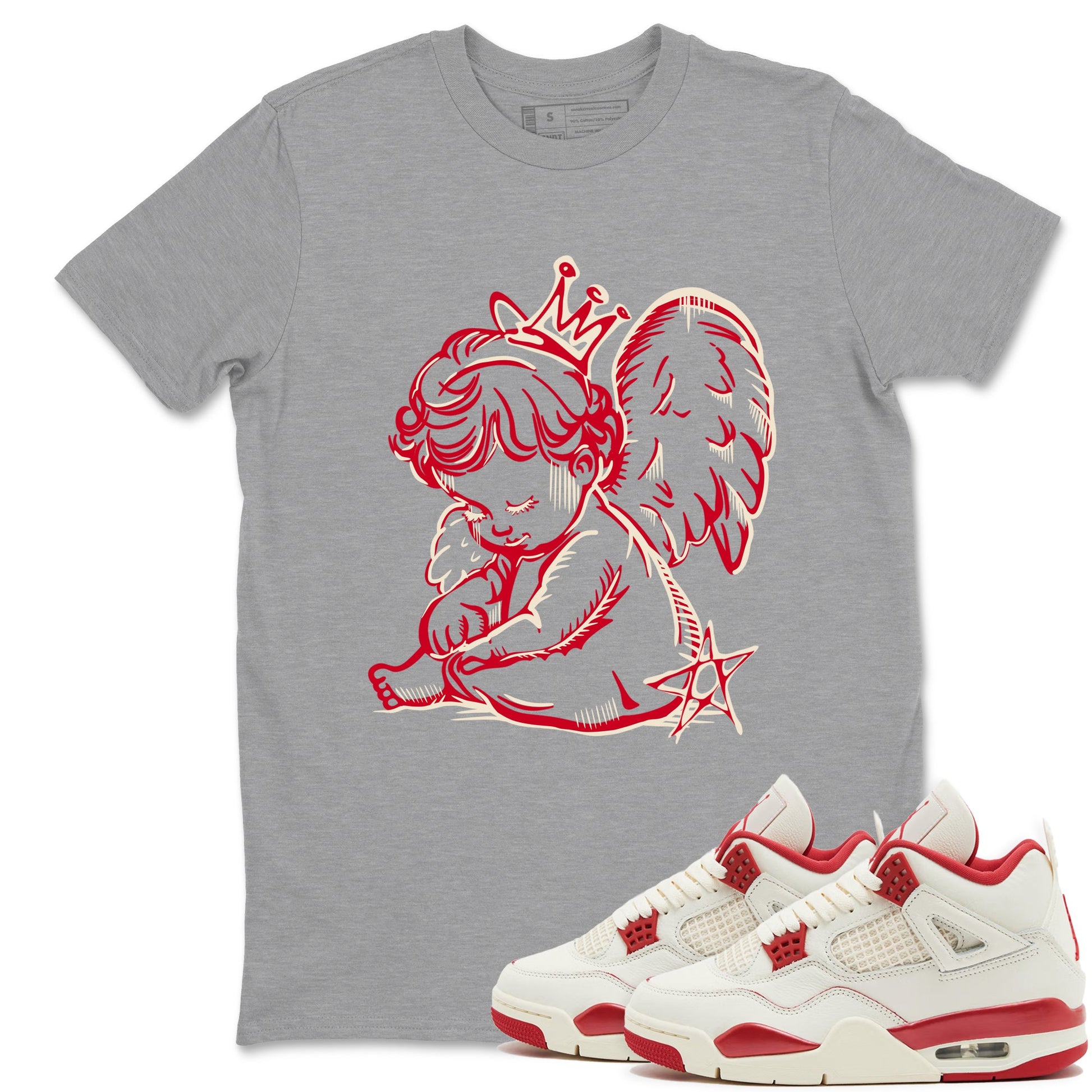 Perfect Valentine's Day Gifts graphic tee  – Graphic Tees To Match Air Jordan 4 Valentines Day – Neon Angel Tee Heather Grey 1