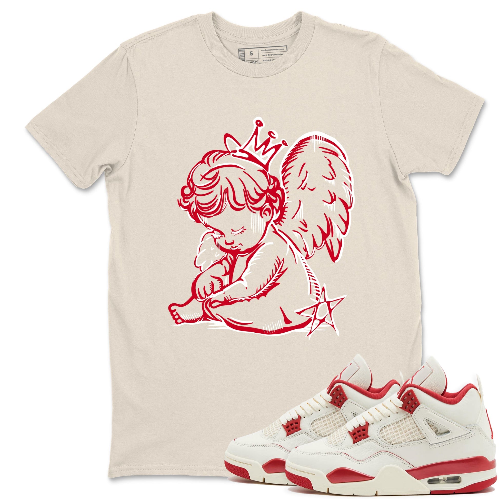 Perfect Valentine's Day Gifts graphic tee  – Graphic Tees To Match Air Jordan 4 Valentines Day – Neon Angel Tee Natural 1