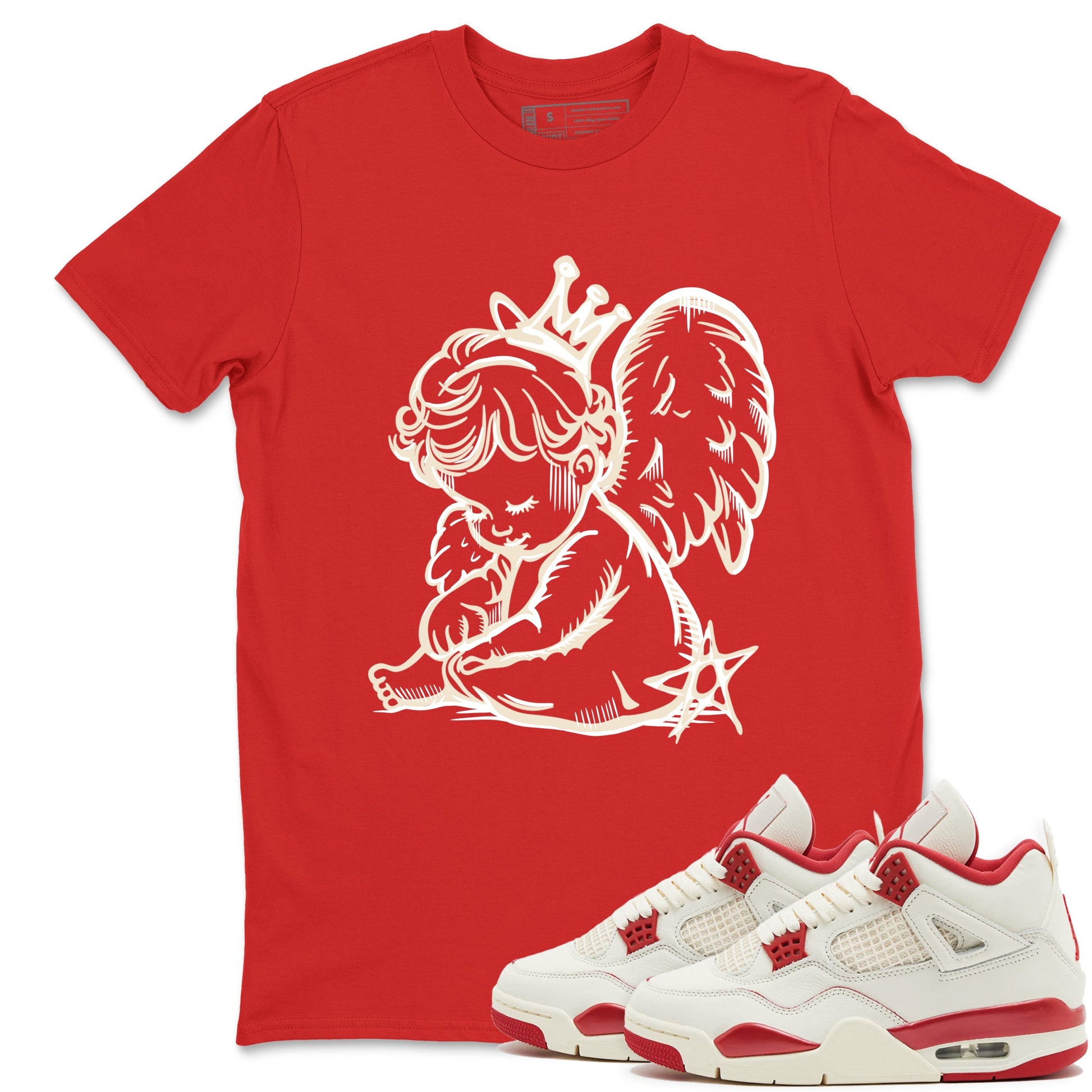 Perfect Valentine's Day Gifts graphic tee  – Graphic Tees To Match Air Jordan 4 Valentines Day – Neon Angel Tee Red 1