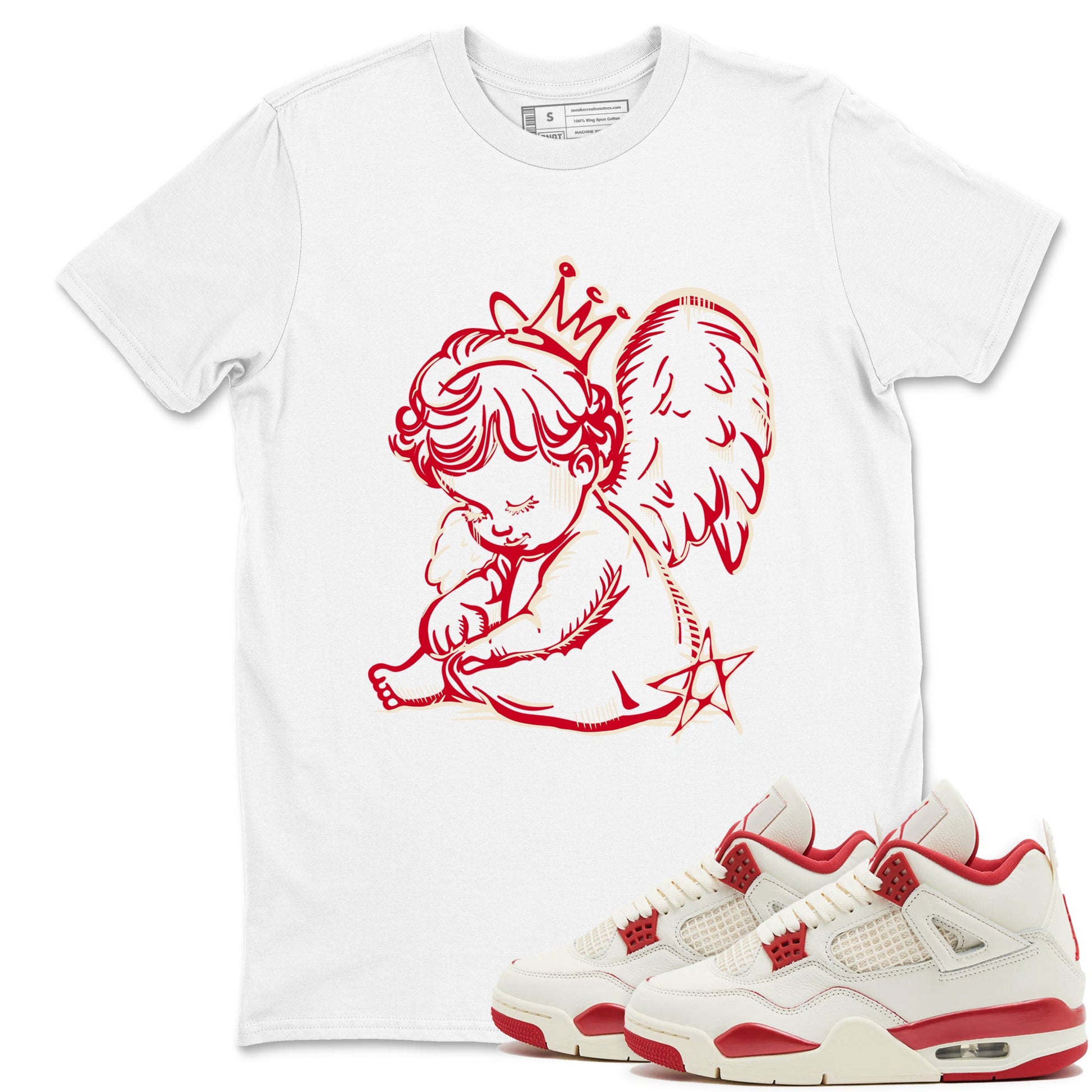 Perfect Valentine's Day Gifts graphic tee  – Graphic Tees To Match Air Jordan 4 Valentines Day – Neon Angel Tee White 1