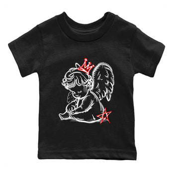 Neon Angel baby and kids t-shirt crafted for little sneakerheads to shine with the Air Jordan 4 White Cement sneakers, displayed in Black 2.