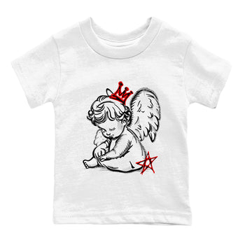 Neon Angel baby and kids t-shirt crafted for little sneakerheads to shine with the Air Jordan 4 White Cement sneakers, displayed in White 2.