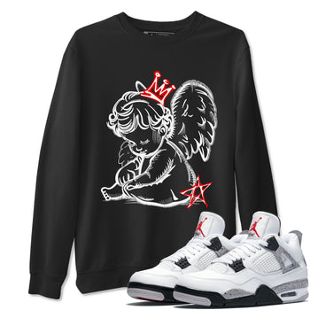 Neon Angel sneaker match t-shirt styled to complete your fit with the Air Jordan 4 White Cement sneakers, shown in Black 1.