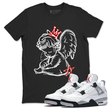 Neon Angel sneaker match t-shirt styled to complete your fit with the Air Jordan 4 White Cement sneakers, shown in Black 1.