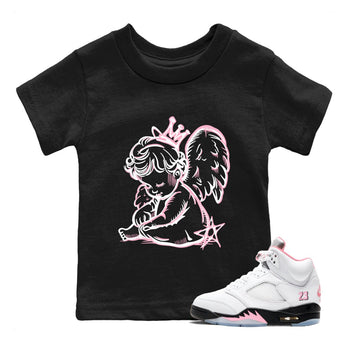 Sneaker match tees – Sneaker Tees To Match Air Jordan 5 35th Anniversary Shoes – Neon Angel Kids T-Shirt Black 1