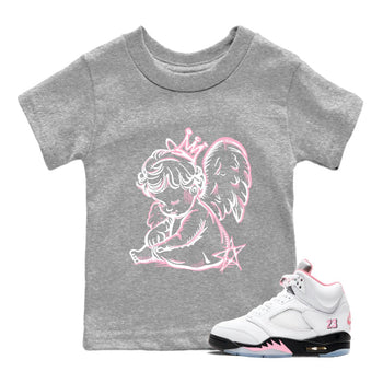 Sneaker match tees – Sneaker Tees To Match Air Jordan 5 35th Anniversary Shoes – Neon Angel Kids T-Shirt Heather Grey 1