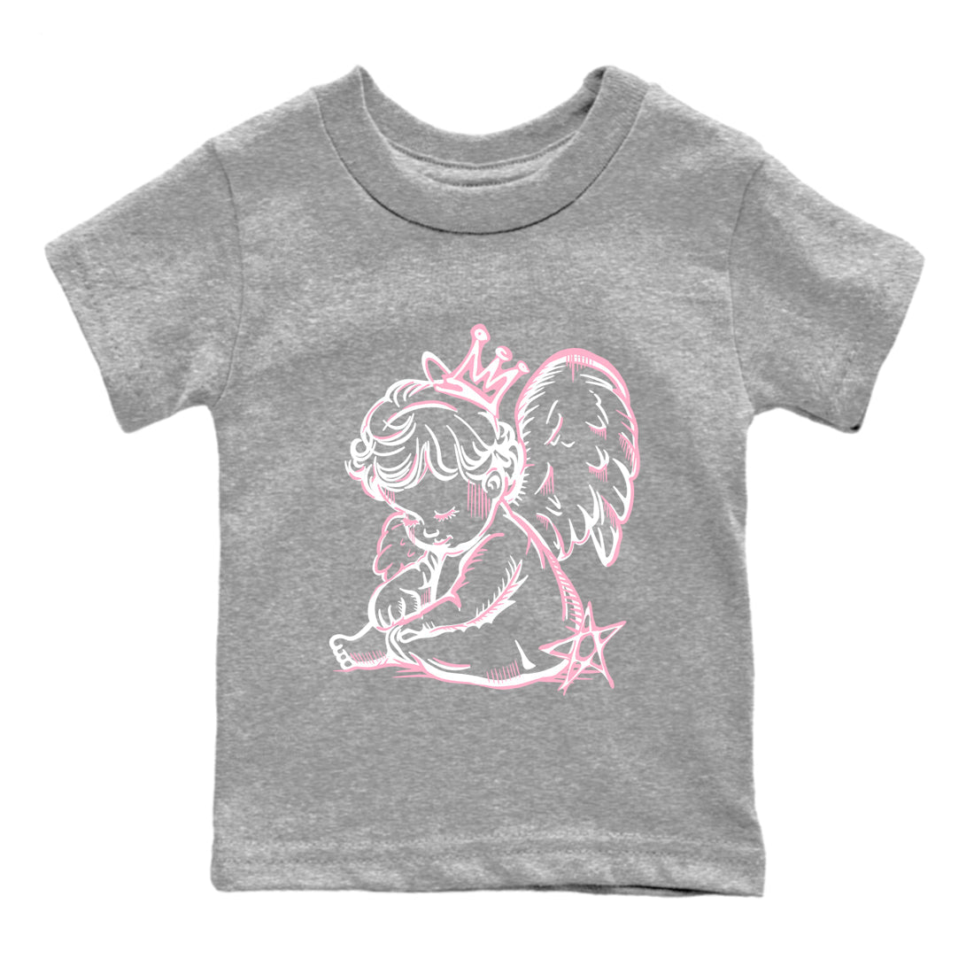 Sneaker match tees – Sneaker Tees To Match Air Jordan 5 35th Anniversary Shoes – Neon Angel Kids T-Shirt Heather Grey 2