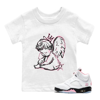 Sneaker match tees – Sneaker Tees To Match Air Jordan 5 35th Anniversary Shoes – Neon Angel Kids T-Shirt White 1