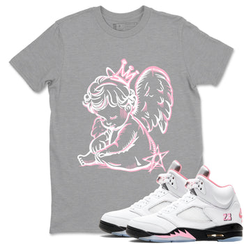 Sneaker match tees – Sneaker Tees To Match Air Jordan 5 35th Anniversary Shoes – Neon Angel Tee Heather Grey 1