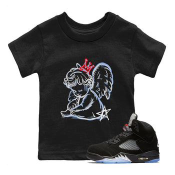 5s Black Metallic Reimgined shirts to match jordans Neon Angel best t shirts to wear with jordans AJ5 Black Metallic Reimgined match shoes to clothes SNRT Sneaker Tees Youth Baby Black 1 tee