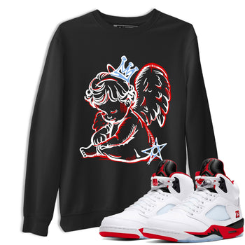 Sneaker match tees – Sneaker Tees To Match Air Jordan 5 Fire Red Shoes – Neon Angel Tee Black 1