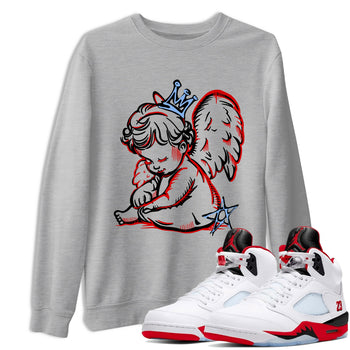 Sneaker match tees – Sneaker Tees To Match Air Jordan 5 Fire Red Shoes – Neon Angel Tee Heather Grey 1