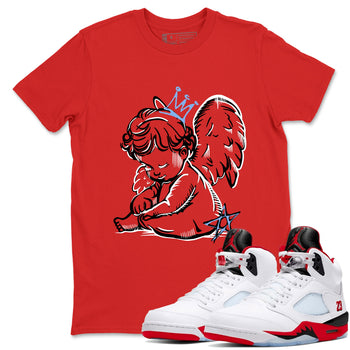 Sneaker match tees – Sneaker Tees To Match Air Jordan 5 Fire Red Shoes – Neon Angel Tee Red 1