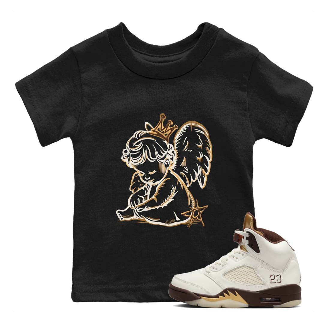 5s Golden Ticket shirts to match jordans  Neon Angel shirts to match jordans Air Jordan 5 Golden Ticket match shoes to clothes SNRT Sneaker Tees Youth Baby Black 1 tee