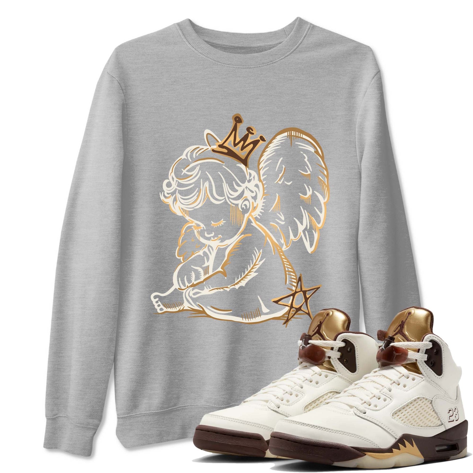 5s Golden Ticket shirts to match jordans  Neon Angel shirts to match jordans Air Jordan 5 Golden Ticket match shoes to clothes SNRT Sneaker Tees unisex cotton Heather Grey 1 shirts