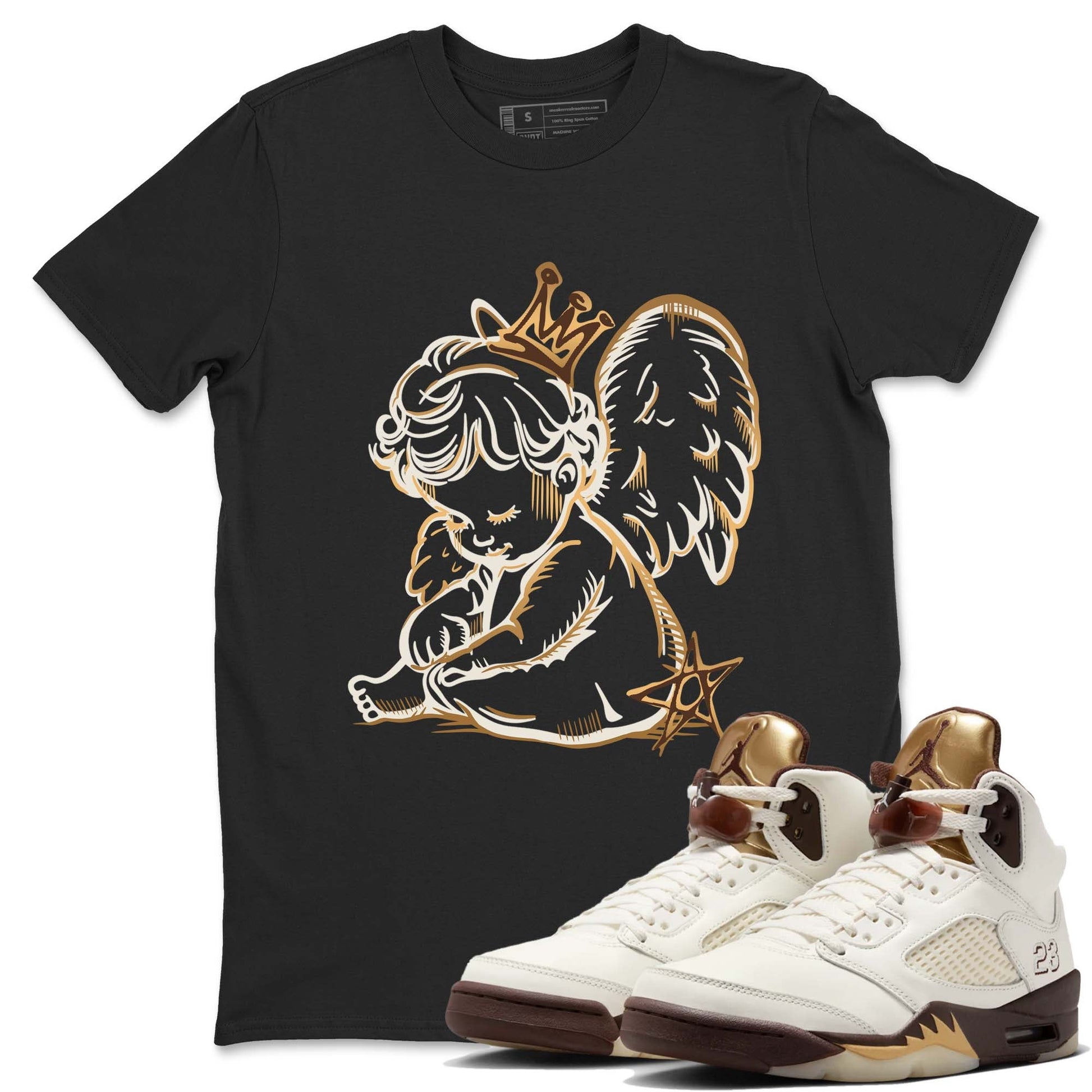 5s Golden Ticket shirts to match jordans  Neon Angel shirts to match jordans Air Jordan 5 Golden Ticket match shoes to clothes SNRT Sneaker Tees unisex cotton Black 1 shirts