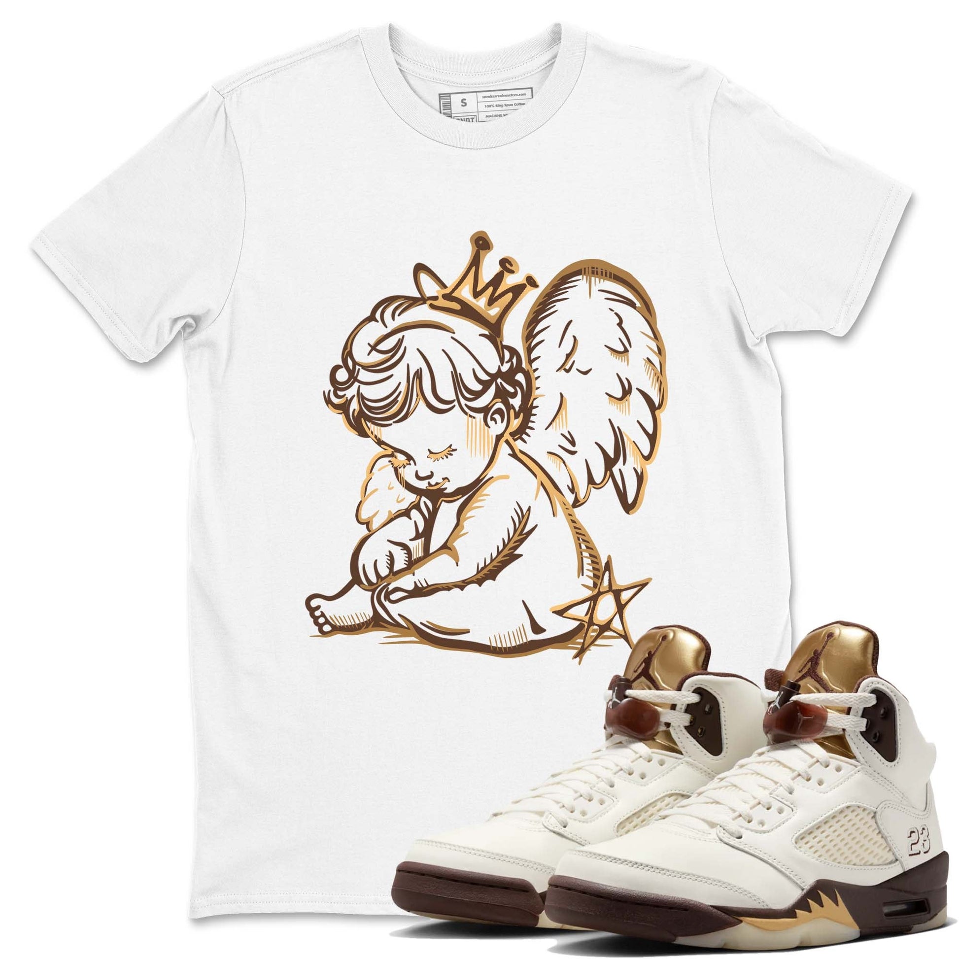 5s Golden Ticket shirts to match jordans  Neon Angel shirts to match jordans Air Jordan 5 Golden Ticket match shoes to clothes SNRT Sneaker Tees unisex cotton White 1 shirts