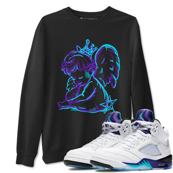 Neon Angel sneaker match t-shirt styled to complete your fit with the Air Jordan 5 Grape sneakers, shown in Black 1.