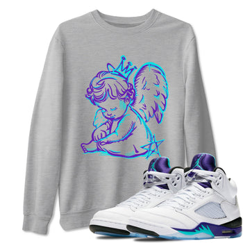 Neon Angel sneaker match t-shirt styled to complete your fit with the Air Jordan 5 Grape sneakers, shown in Heather Grey 1.