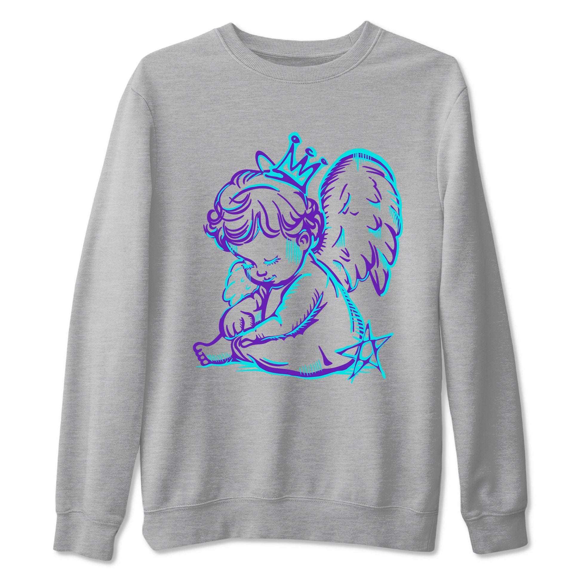Neon Angel sneaker match t-shirt styled to complete your fit with the Air Jordan 5 Grape sneakers, shown in Heather Grey 2.