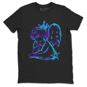 Neon Angel sneaker match t-shirt styled to complete your fit with the Air Jordan 5 Grape sneakers, shown in Black 2.