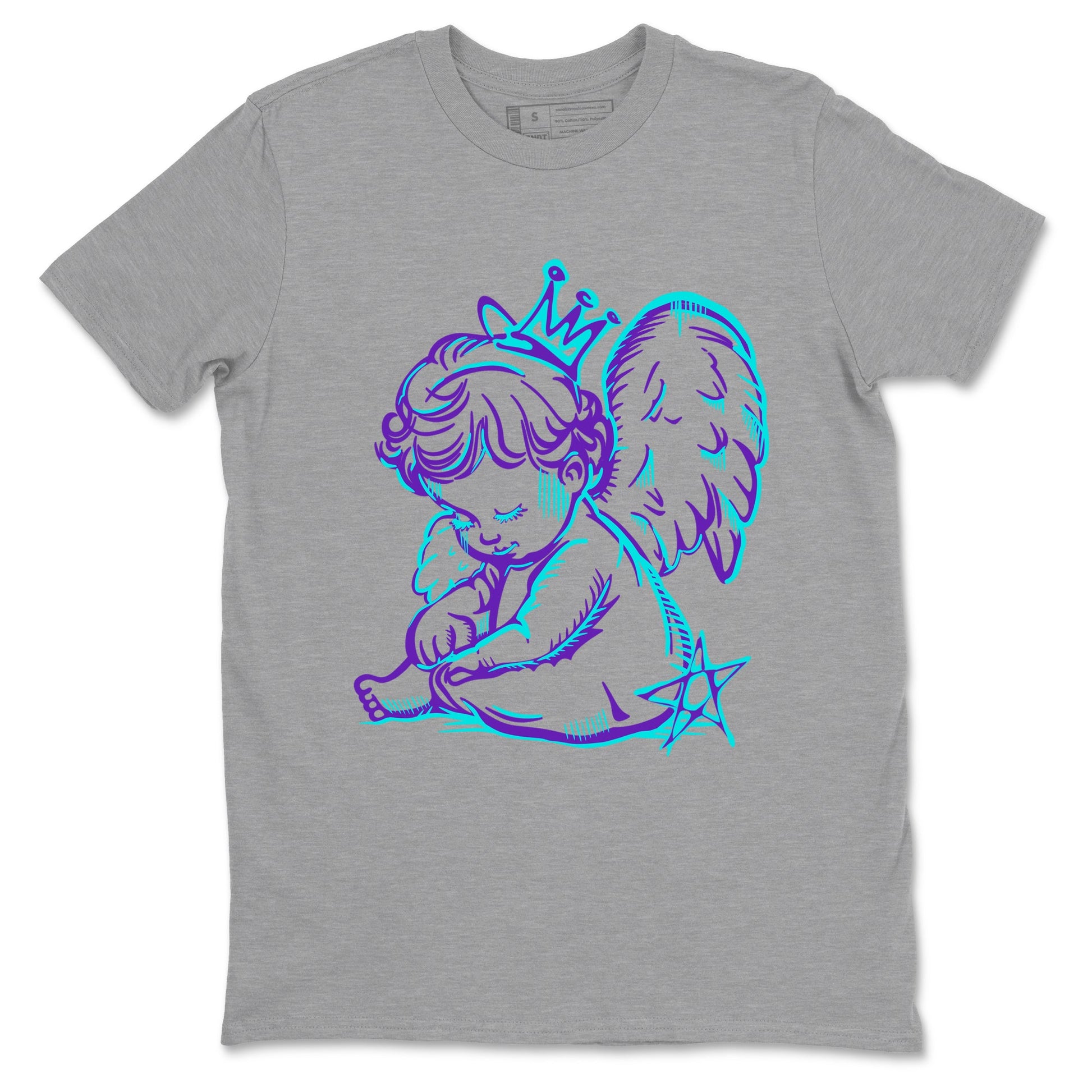 Neon Angel sneaker match t-shirt styled to complete your fit with the Air Jordan 5 Grape sneakers, shown in Heather Grey 2.