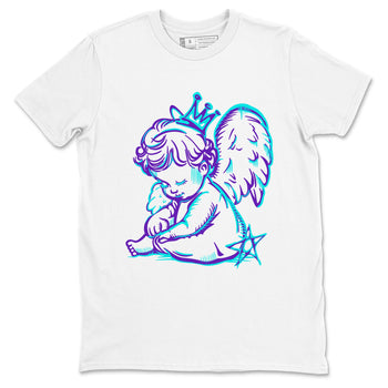 Neon Angel sneaker match t-shirt styled to complete your fit with the Air Jordan 5 Grape sneakers, shown in White 2.