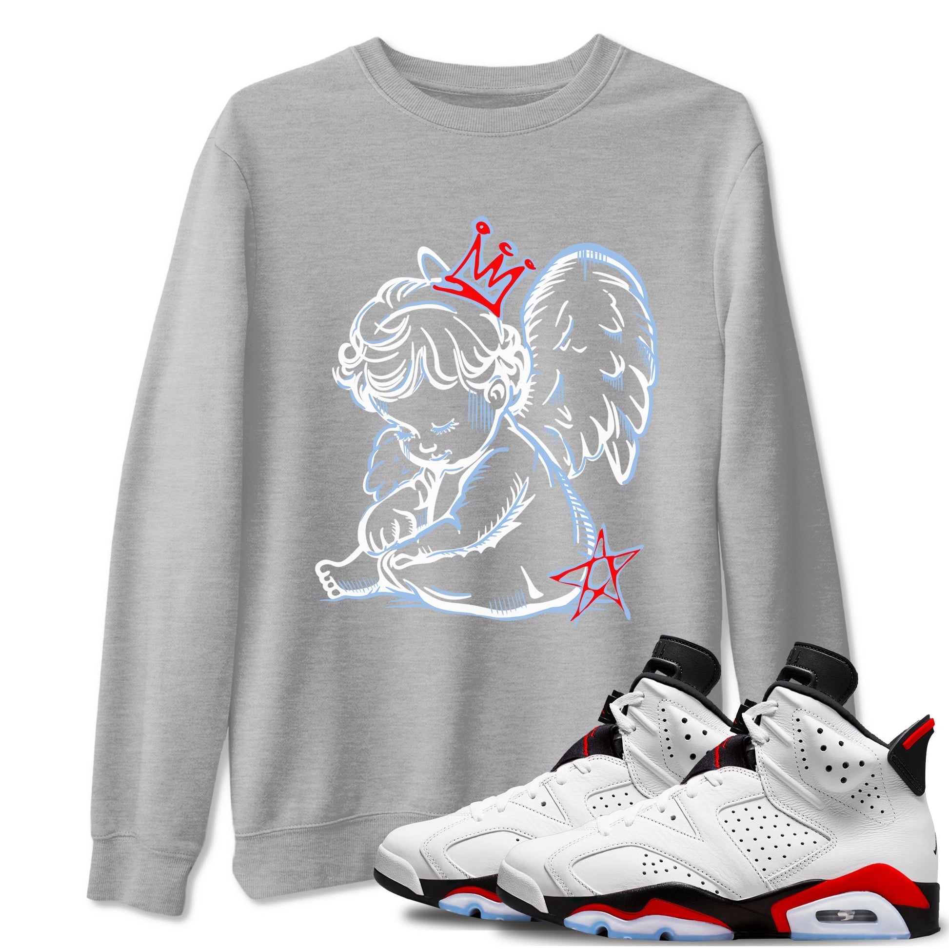 AJ6 Fire Red shirts to match jordans Neon Angel best t shirts to wear with jordans Air Jordan 6 Fire Red match shoes to clothes SNRT Sneaker Tees unisex cotton Heather Grey 1 shirts