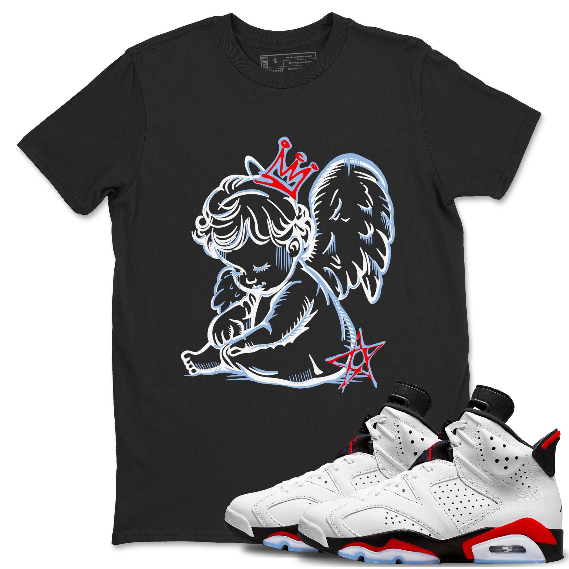 AJ6 Fire Red shirts to match jordans Neon Angel best t shirts to wear with jordans Air Jordan 6 Fire Red match shoes to clothes SNRT Sneaker Tees unisex cotton Black 1 shirts